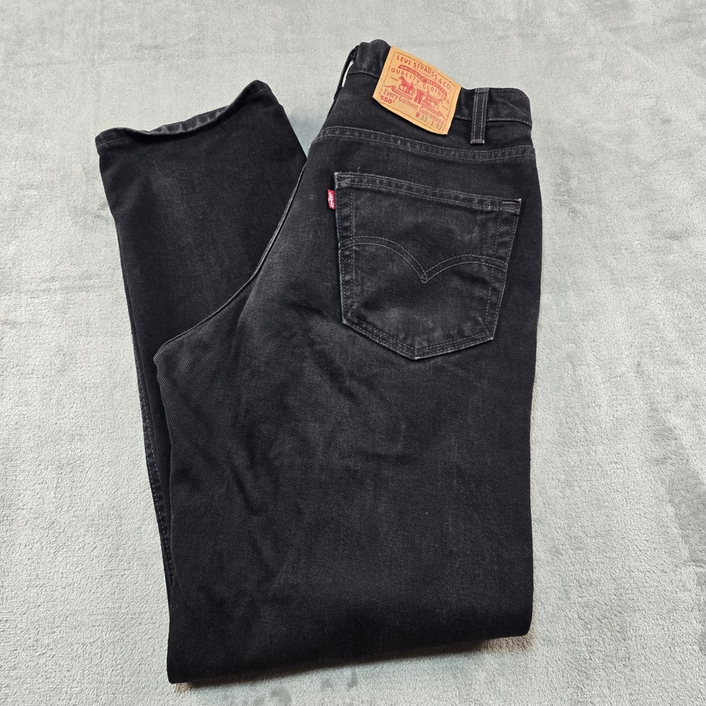 Levi's 550 Relaxed Fit Jeans 33x32 Black Vintage Made in USA Tapered Y2K 0202
